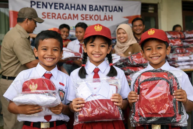 Bantuan Seragam Gratis untuk 43 Siswa SDN Kuala Pembuang II Ringankan Beban Orang Tua