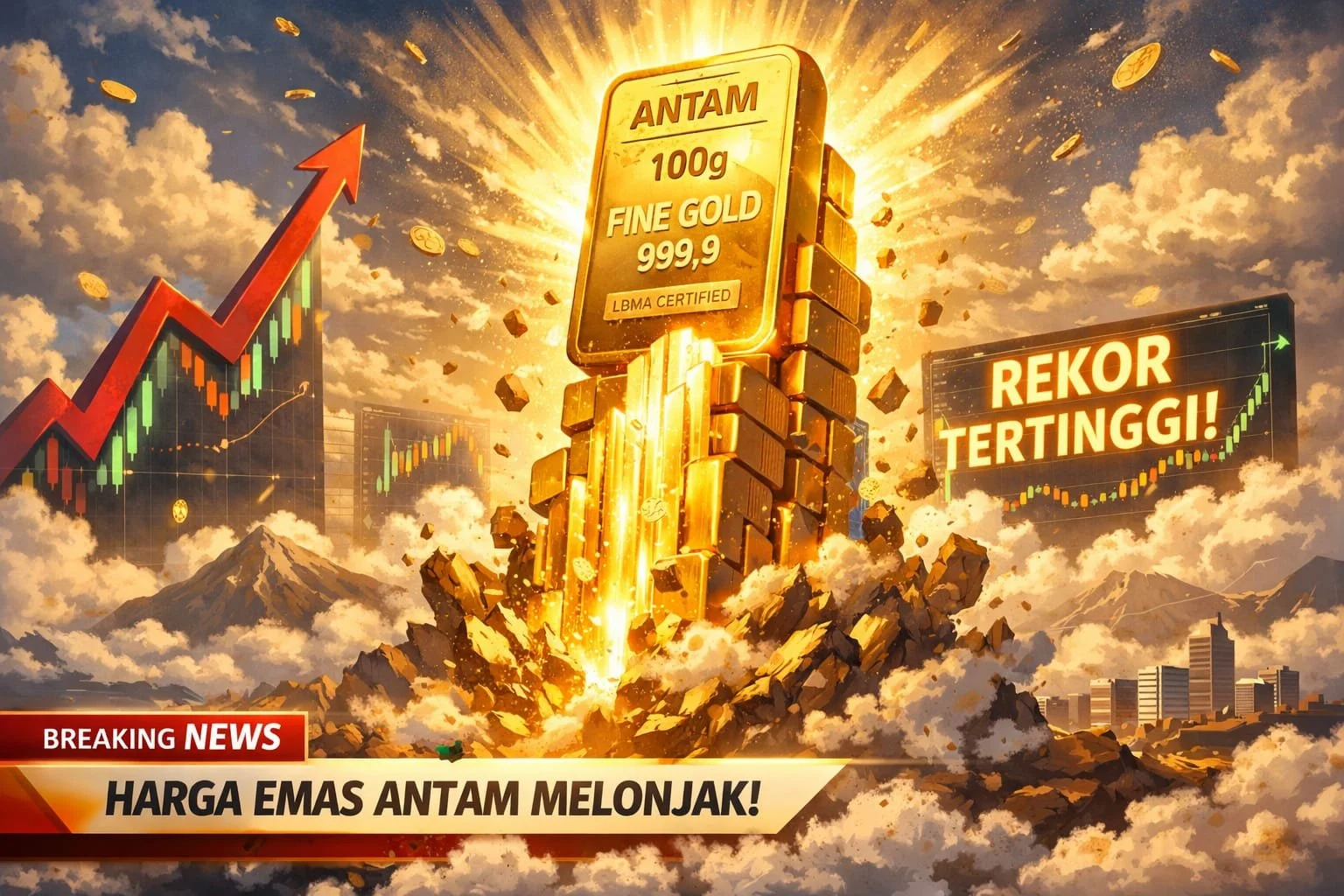 Harga Emas Antam Melonjak Rp10.000, Segram Tembus Rp2,55 Juta